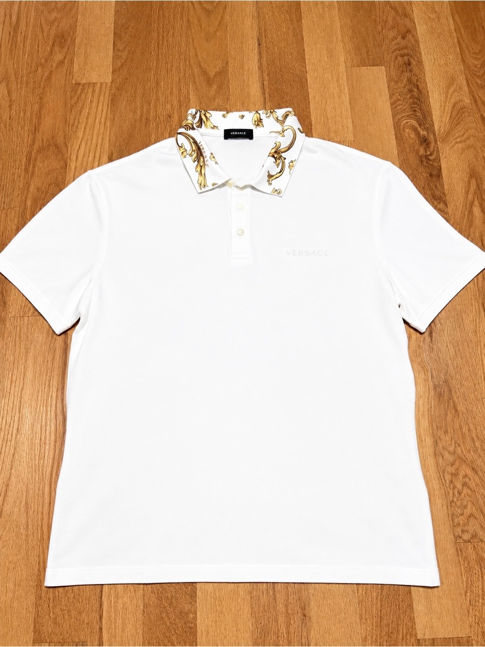 Versace Gold Hibiscus Collar Runway Polo